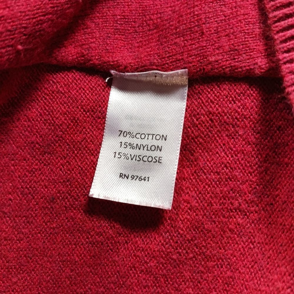 J. Jill Pure Jill Cotton Blend Front Pocket Red Sweater V-Neck Size Medium - Picture 7 of 11